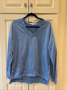 Z Supply Blue V-Neck Pullover Sweatshirt